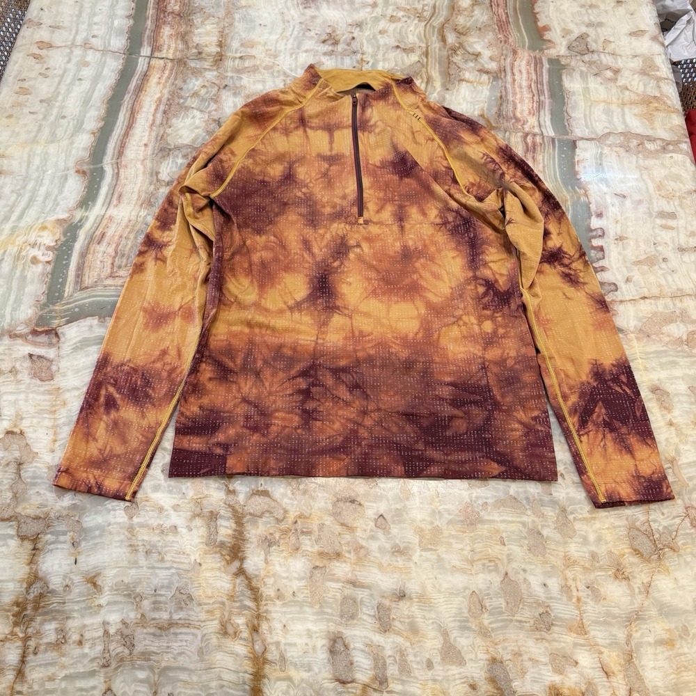 Lululemon 1/2 Zip Pullover‎ Womens Medium Orange Tie Dye Running Athletic Top